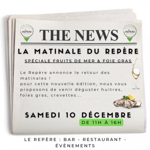 Votre bar & restaurant Le Repère Pont de Vaux vous annonce le retour de La Matinale !