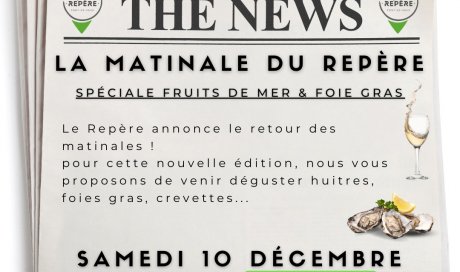 Votre bar & restaurant Le Repère Pont de Vaux vous annonce le retour de La Matinale le VENDREDI 10 DECEMBRE